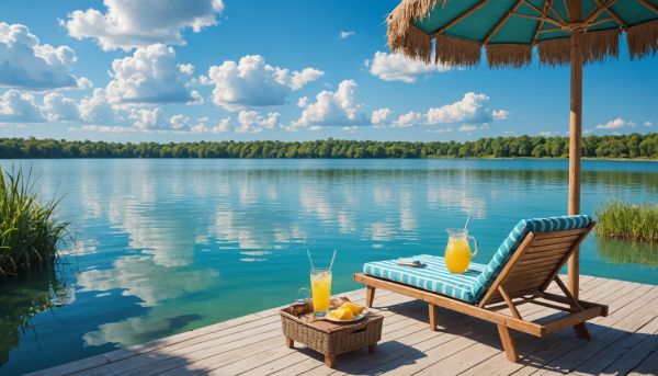 Détente au bord de l'eau ensoleillée